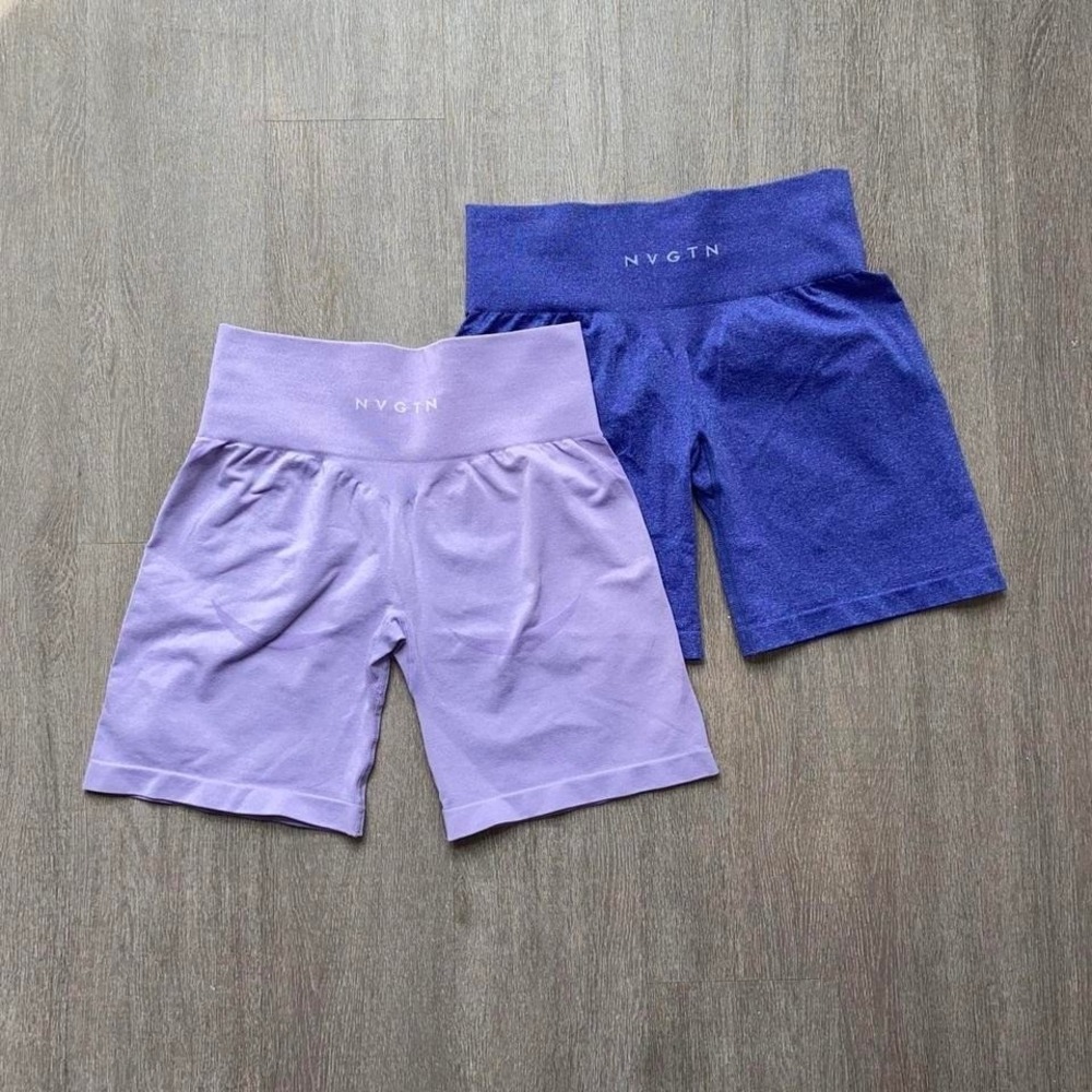 NVGTN Light & Dark Purple Bundle Contour Biker Shorts Women's Size Medium 1138